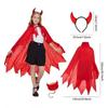 Devil Cape Costume Set, Red Horned Cape & Tail Halloween Party Prop