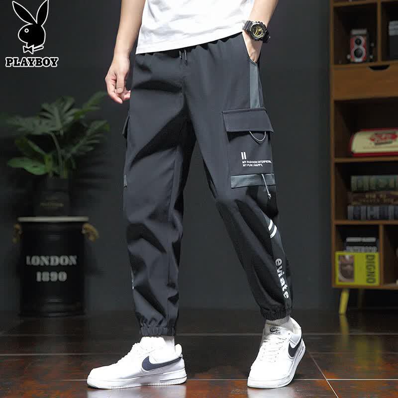 PLAYBOY Men's Loose Fit Cargo Jogger Pants