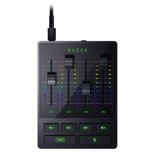 Razer Audio Mixer s tlačítkem ztlumení, pro streamování, 4kanálové audio rozhraní, předzesilovač, XLR vstup, USB připojení, Plug & Play, obsahuje dva izolátory zemní smyčky