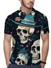 Halloween Men's Short Sleeve Polo Shirt with Flat Digital Print Pattern - No Texture