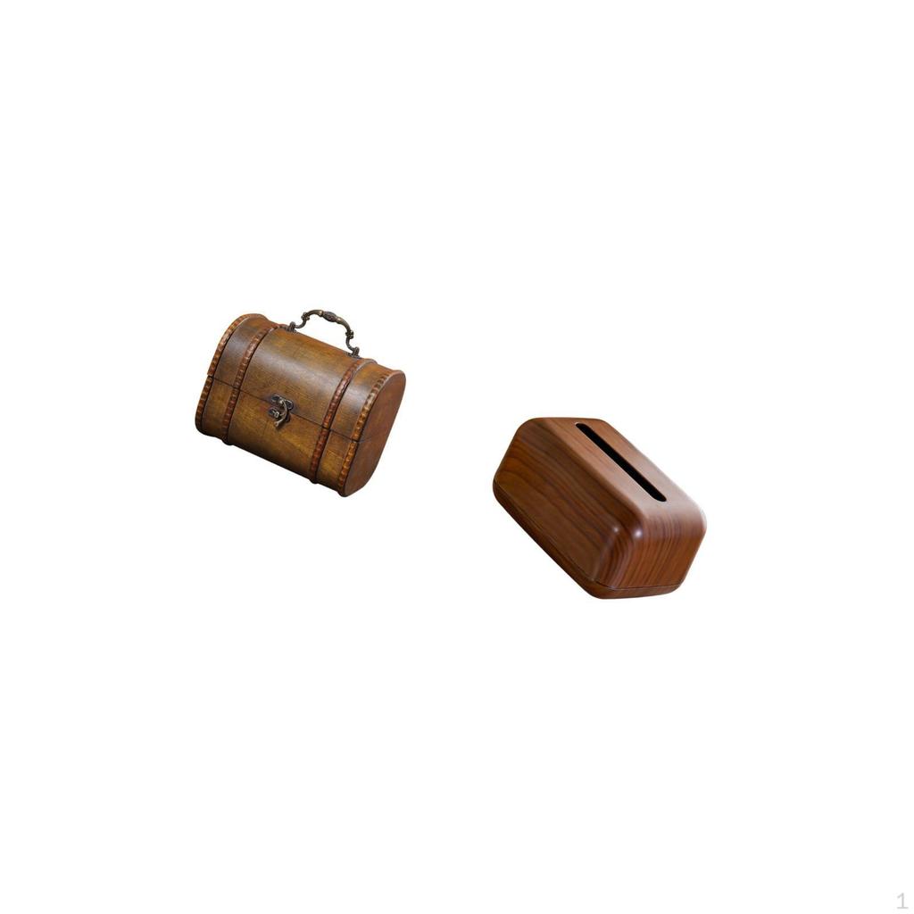 Vintage Wooden Jewelry Box Organizer Treasure Chest Decorative Storage Napkin Holder Multifunctional