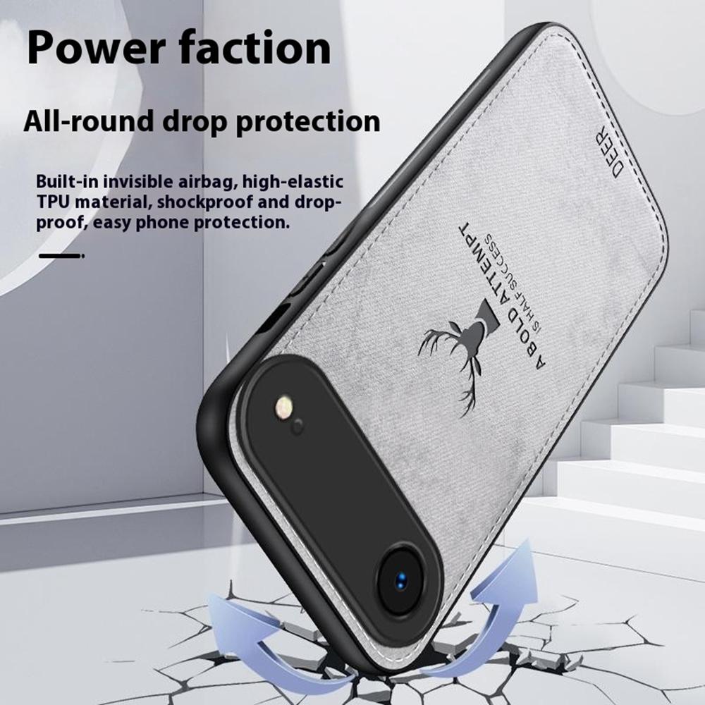 For iPhone Air Case Deer Pattern Cloth Texture PU + PC + TPU Phone Cover