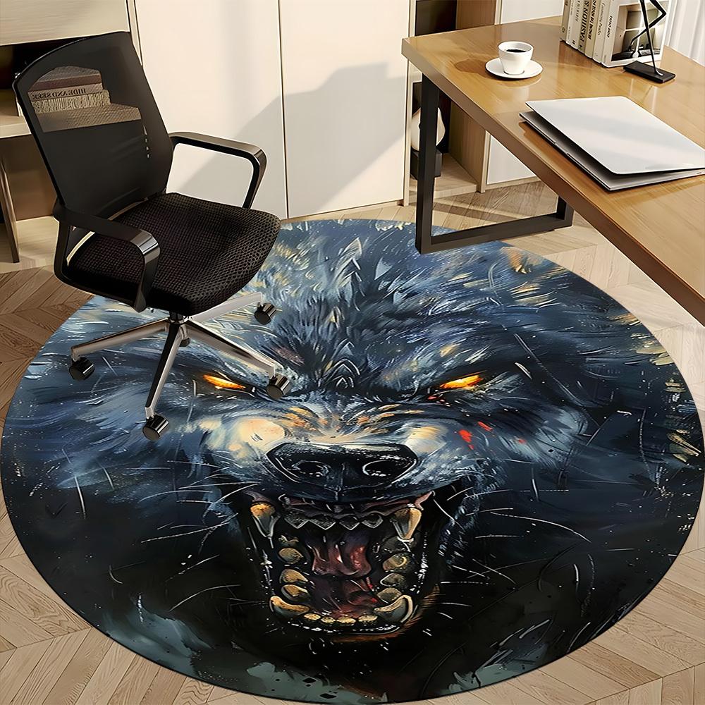1PC Wolfpack Alpha Office Round Area Rug, Mat Suitable For Office, Under Office Chairs Bedroom Living Room Home Decor, Room Deco