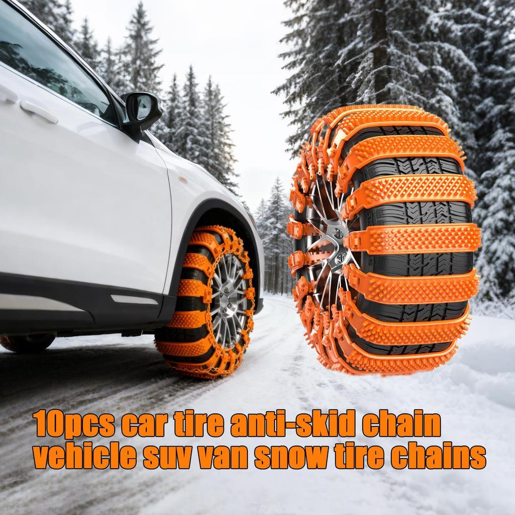 Tire Chains For Trucks Anti-Slip 10piece Tyre Protection Adjustable Tire Chains For Pickup Trucks For Ice Winter Hiking Trailer