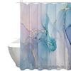 Dreamy Marble Gilded Pattern Shower Curtain with Hooks for Home Bathroom Decor