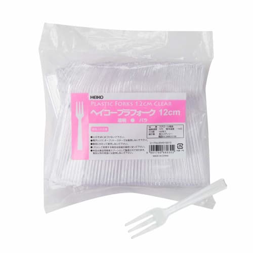 Shimojima Heiko Forks, Plastic, Clear, 12cm, Loose, 100 Pieces, 004513013