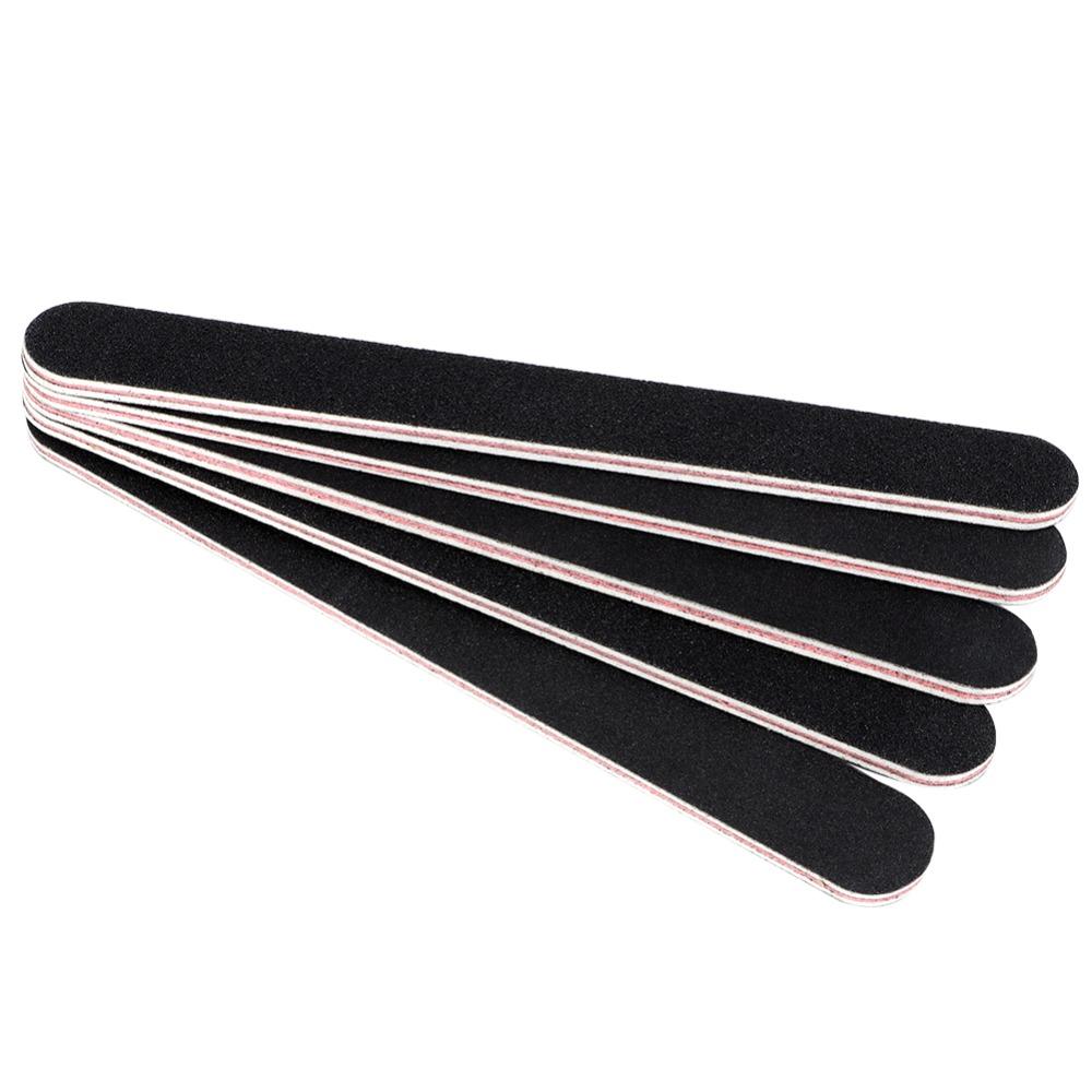 5Pcs Black Round Head Double Sided Nail File  DIY Nail Art Pretreatment Grinding