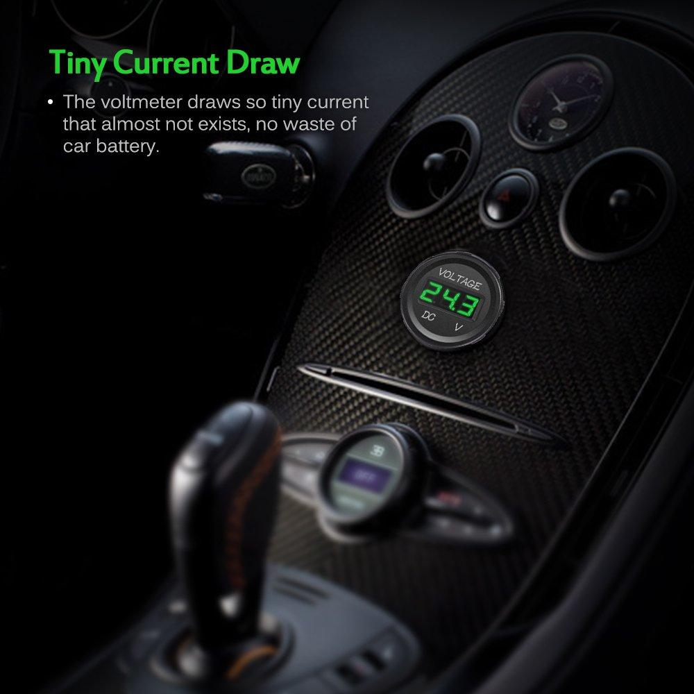 MICTUNING DC 12V LED Digital Display Voltmeter Waterproof Compatible with Boat Marine Vehicle Motorcycle Truck ATV UTV Car Camper Caravan Green