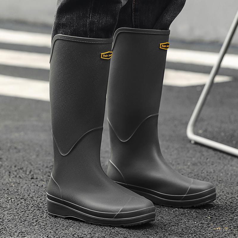 Unisex High-Top Waterproof Rain Boots - Lightweight, Non-Slip, Long Rubber Overshoes for Outdoors