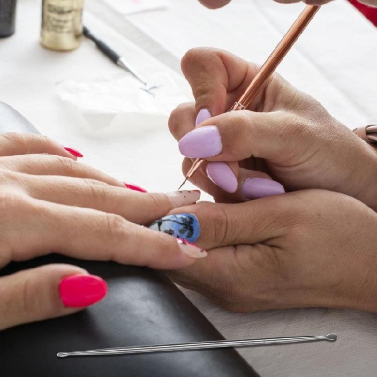 Double Tipped Nail Tools Nail Art Sculpture Pen,Stainless Steel Nail Art Pen Manicure Nail Art Tools for Home Salon Use