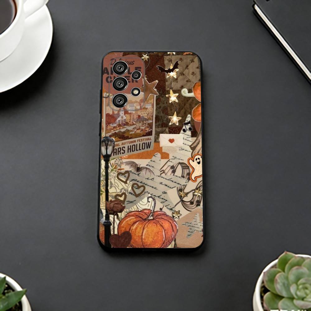 Autumn leaves P-pumpkin Phone Case For Samsung S25,S24,S21,S22,S23,S30,Ultra,S20,Plus,Fe,Soft Silicone Black Cover