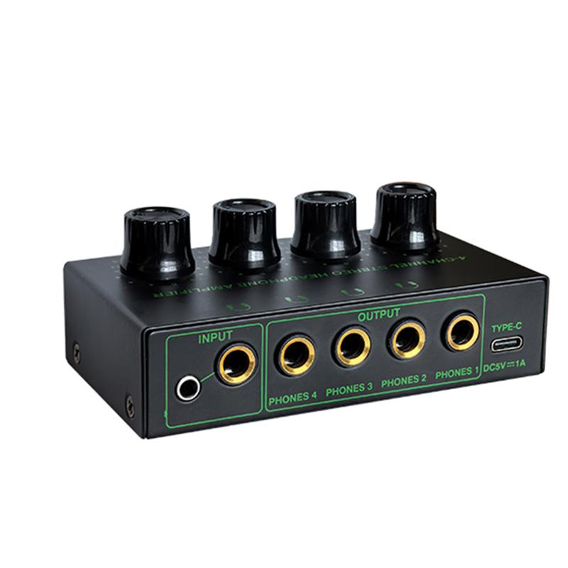 ABUO-4 Channel Low Noise Stereo Audio Amplifier Professional Headphone Amplifier For Sound Mixer PC Guitar