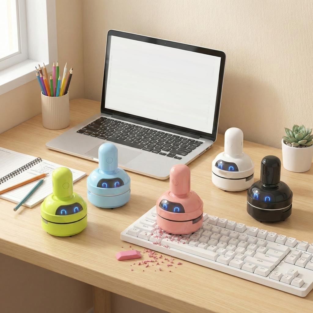 Mini Desktop Vacuum Cleaner Rechargeable Portable Keyboard Dust Remover with 3 Adjustable Suction Levels for Office Home Use