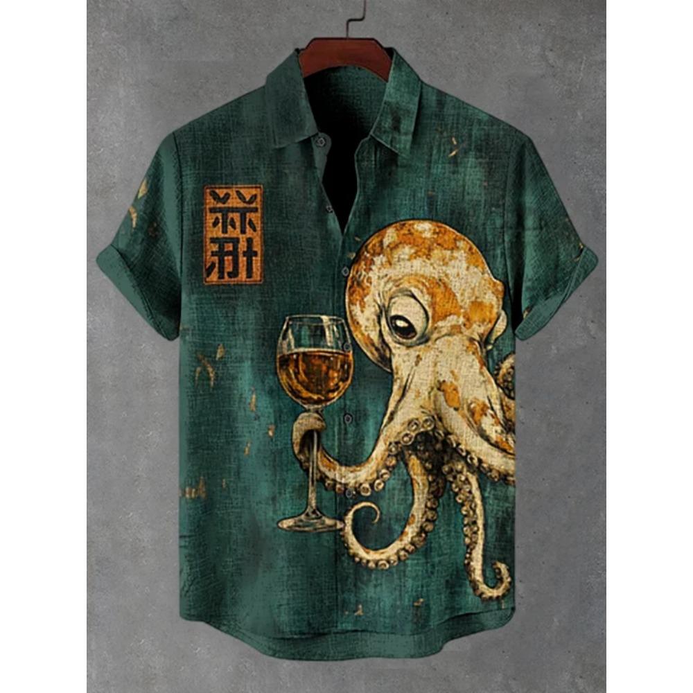 

2026 New Summer Men s Hawaiian Shirts Koi Print Short-sleeved Loose Vacation Beach Shirts Trendy Casual Plus Size Tops XL
