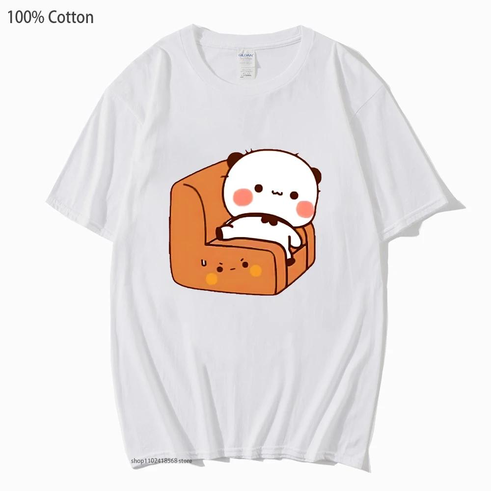 

Футболка Bubu and Dudu Устали После Тяжелого Дня 100% Хлопок Мужские Женские Парные Футболки Мультяшная Панда и Коричневый Боб S