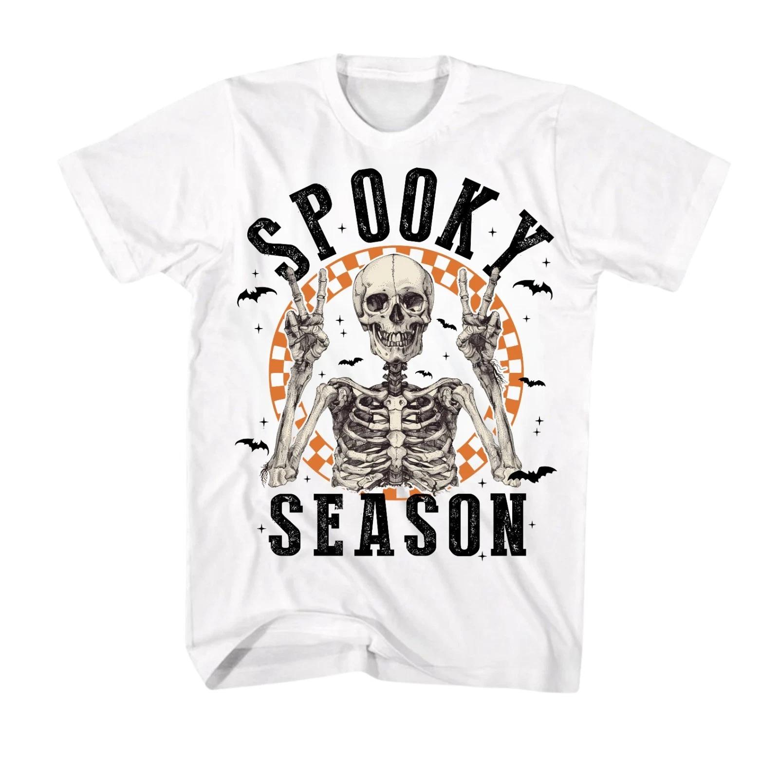 Halloween Shirt Vintage Retro Skeleton Scary Spooky Season Funny Novelty T-Shirt L