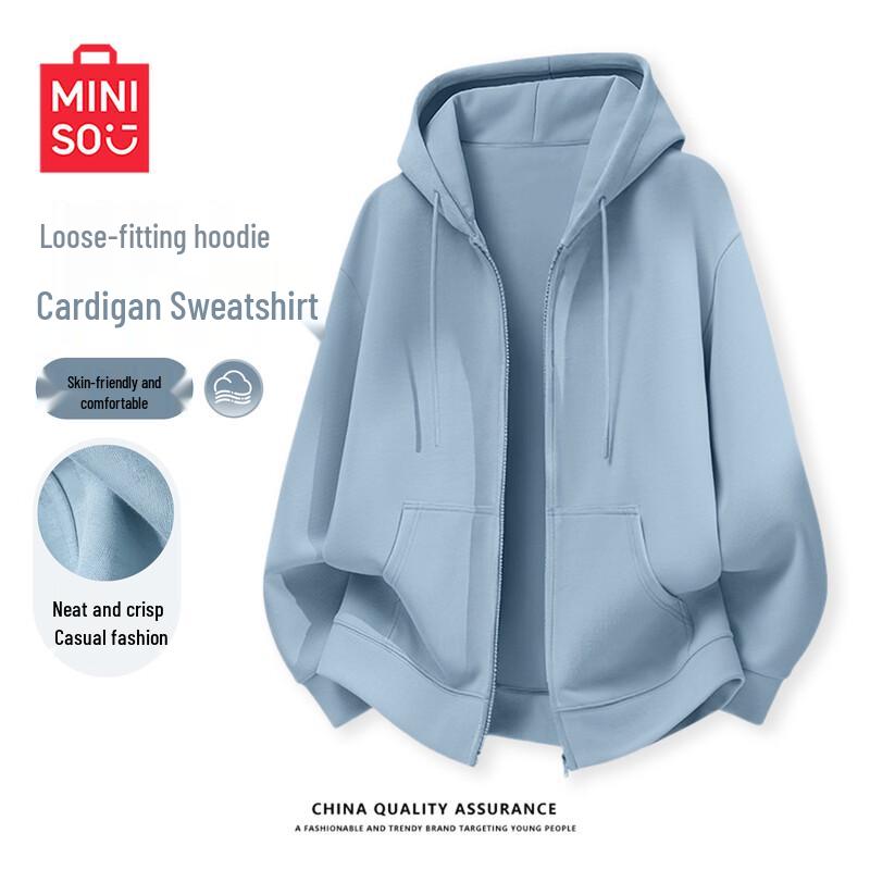 MINISO Women's Casual Hooded Zip-Up Sweatshirt