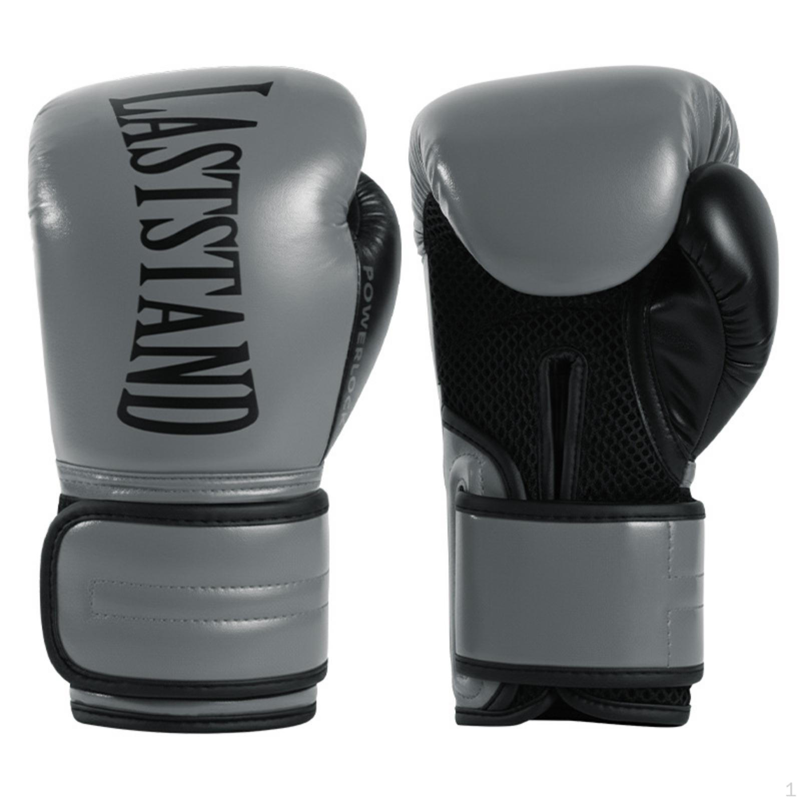 Training Boxing Gloves Reinforced Stitching Sparring Hook and Loop Strap Gray 14OZ