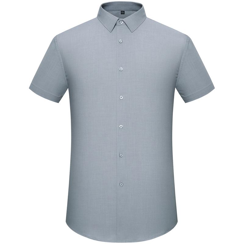 Classic Style Men's Solid Color Short Sleeve Button Up Lapel Shirt, Casual Chic Summer Tops For Office Casual Outdoors Wear