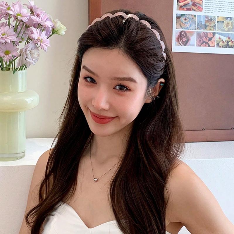 1pc 38cm/14.96in Non-Slip Serrated Lightweight Plastic Headband, Fashion Versatile High-End Elegant Simple Minimalist Hair Accessories Suitable