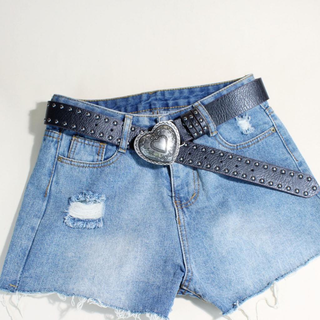 Gothic Waist Belt for Cowgirl Carved Silver Buckle Retro Silver Buckle Waist Chain Stylish Belt Fashion Accessories