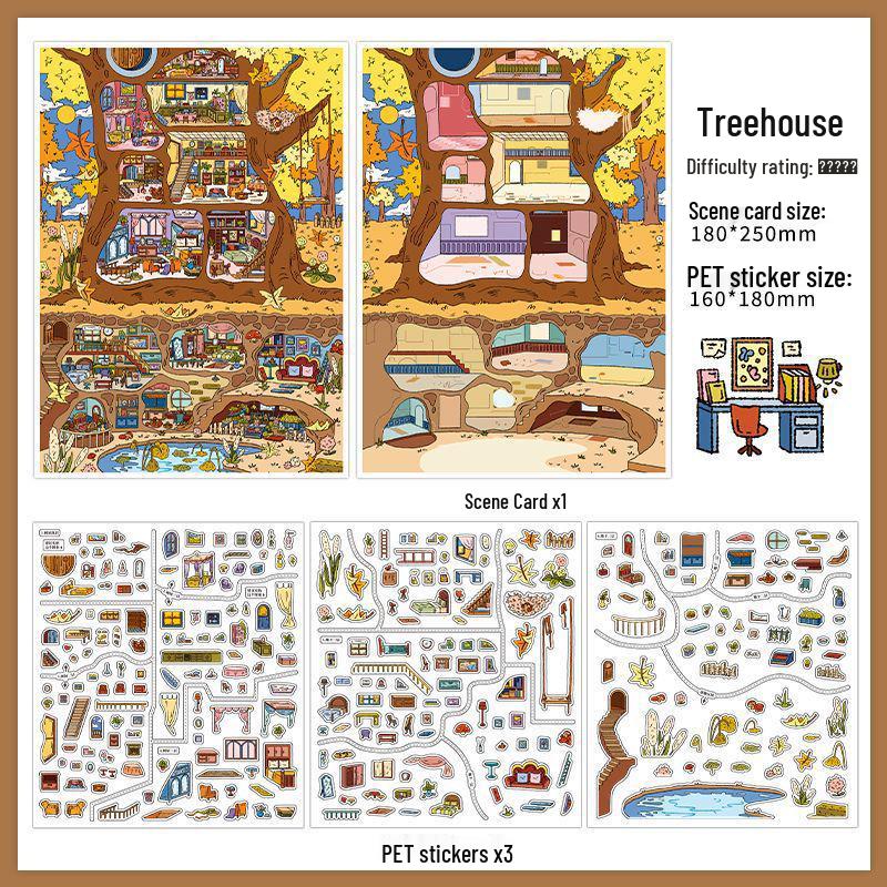 

Infeel.Me 25th Ed. Miniature 2.5D Scenery Sticker: My Little House DIY Toy & Student Fun Handbook