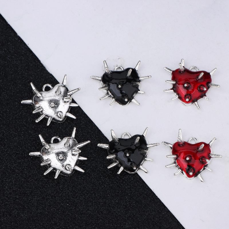 10Pcs Gothic Heart Thorns Spike Charms Punk Necklace Earring Diy Accessories For Jewelry Handicraft Making