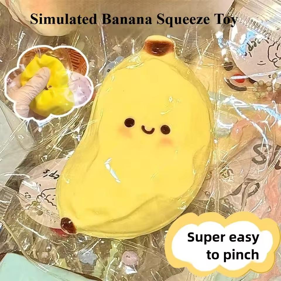 

Toys Kids Childrens Taba Squishy Banana Squeeze Toy - Cute Stress Relief Fidget Sensory for Adults Soft Fake Food Prank Gift Present for Birthday