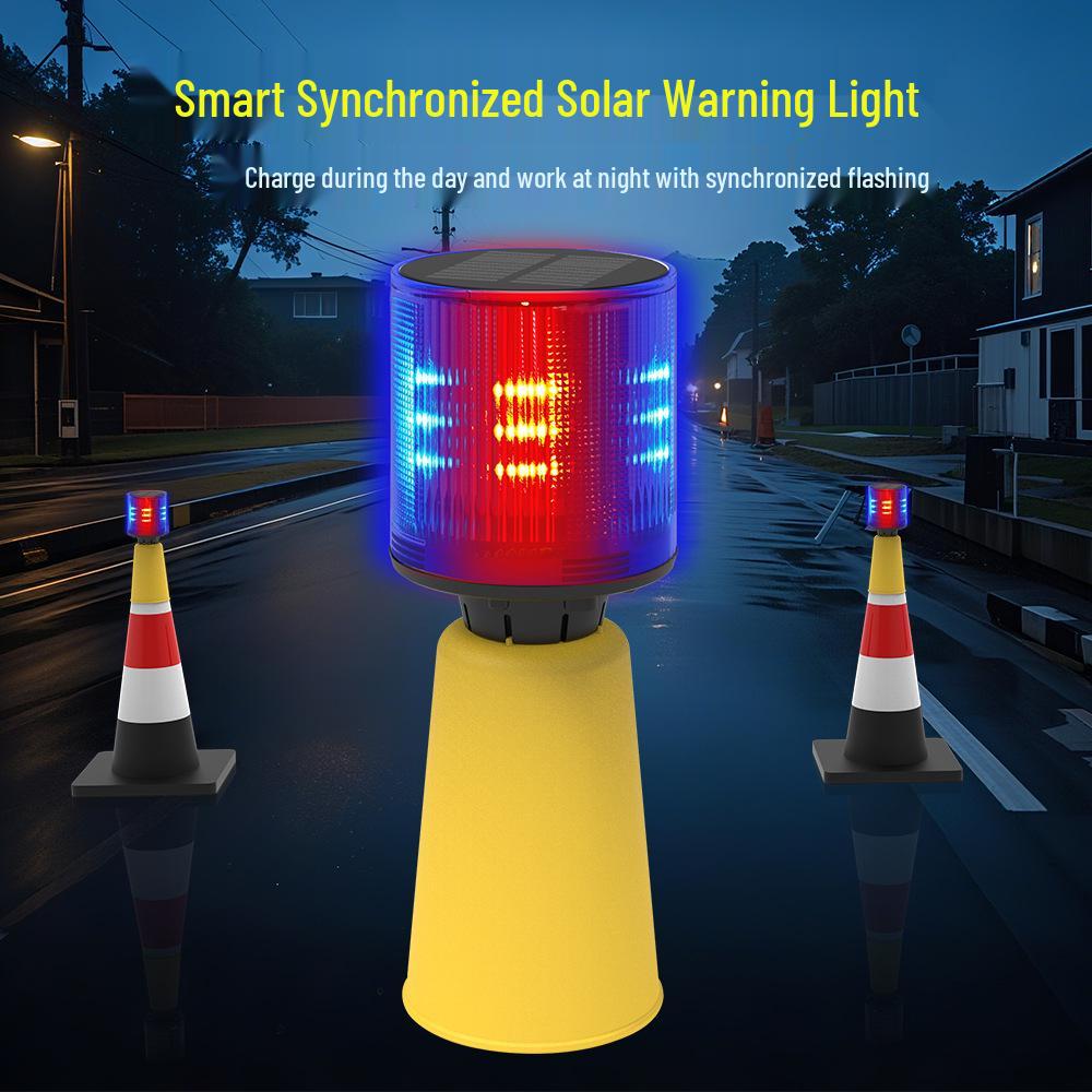 Solar Traffic Signal: Red/Blue Flashing Light with Alarm Sound