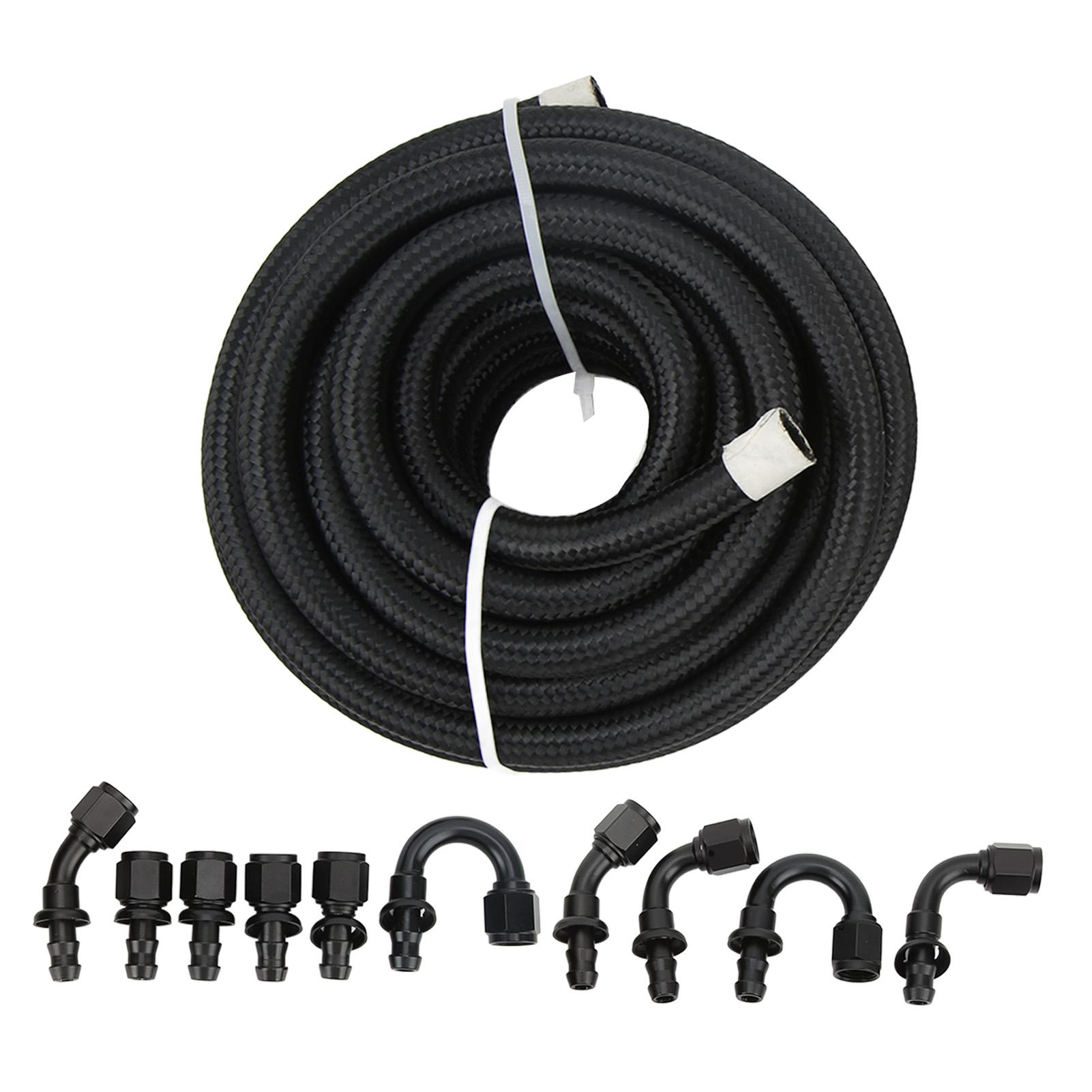

Nylon Stainless Steel Fuel Line Kit Universal Black Complete with 10 Connectors Fit for Car
