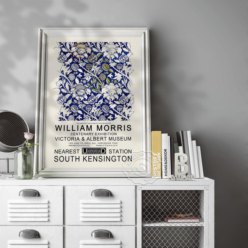 Marineblau William Morris Museum Ausstellung Retro Poster Nordische Florale Kunst Malerei Wandkunst Druck Pflanzenmuster Heimdekor Geschenk Ohne Rahmen