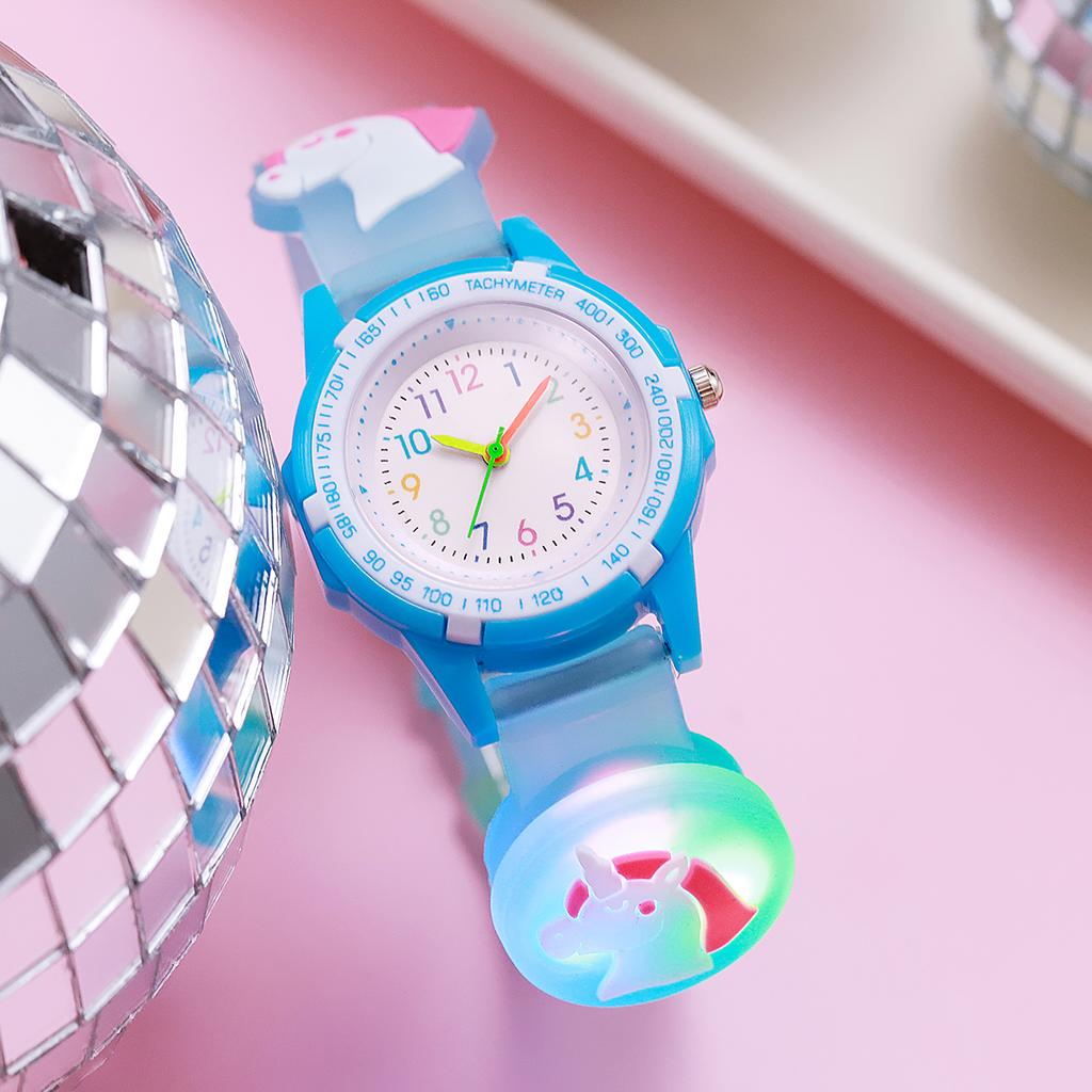 Cartoon Party Unicorn Glow Watch Colorful Hand Scale Quartz Watch for Halloween Christmas Gifts