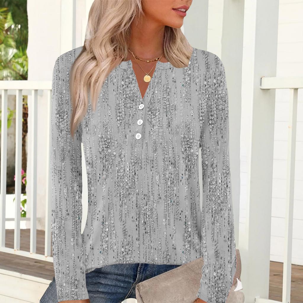 Lässiges und modisches Damen-T-Shirt mit Vintage-Blumenmuster, Rundhalsausschnitt und langen Ärmeln.