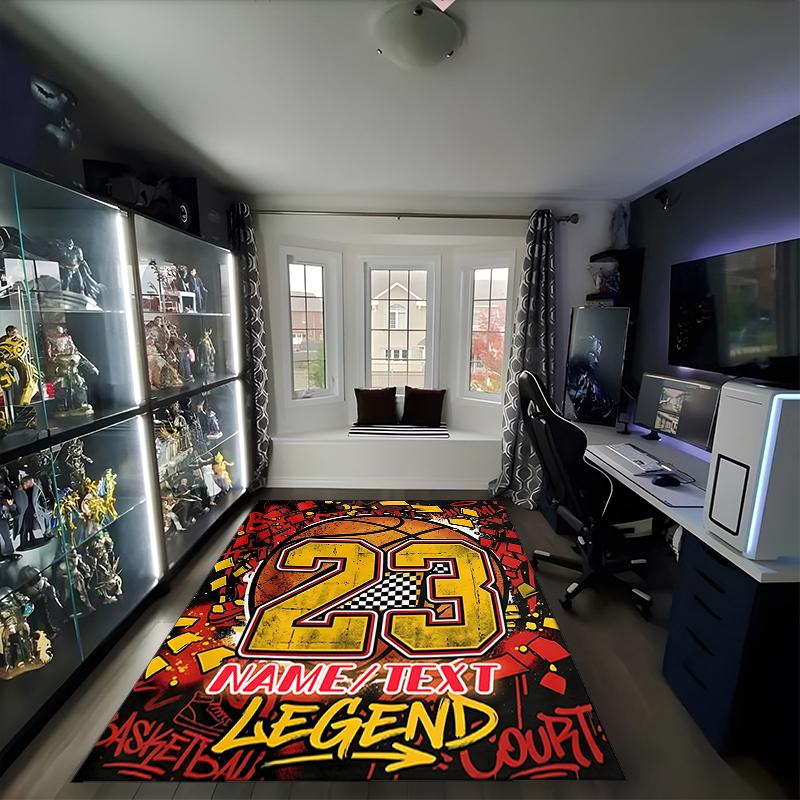 1PC Custom Name "23 Legend Basketball Art" Theme Floor Mat Ideal for Living Room, Game Rooms, Office, Bedroom,Floor Mat Playful Design