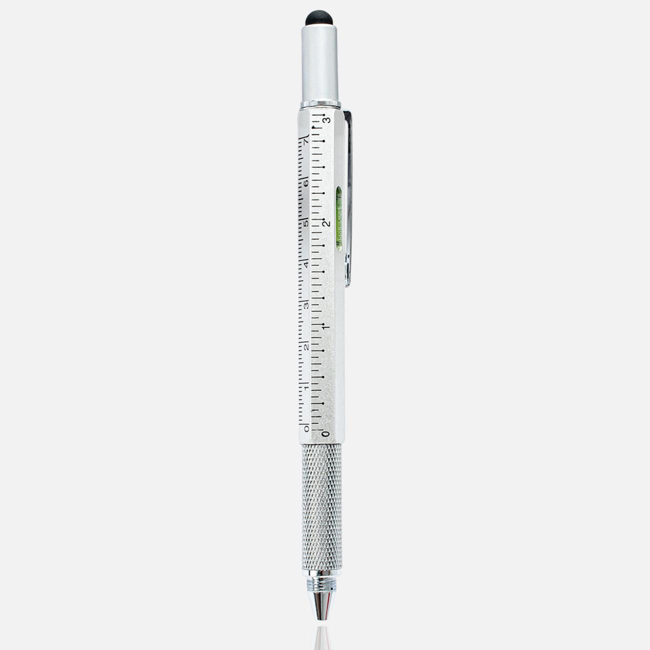 

Гелевая ручка многофункциональная 6 в 1 инструмент шариковая ручка отвертка уровень сенсорный экран емкостный сенсорный экран телефона стилус ручка blue ink серебряный