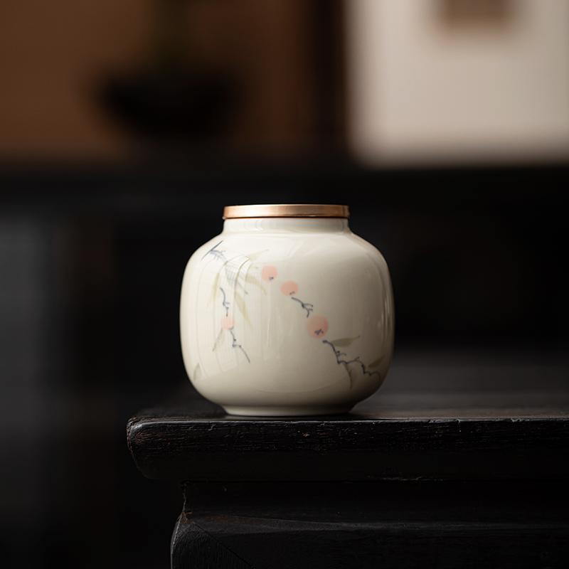 Porcelain Hand-painted  Gaiwan Cover Bowl Grass and Wood grayCeramic Tea Making Bowl Chinese Style Simple Tea Cup