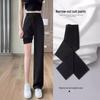 Women's Black High-Waisted Wide-Leg Pants - Spring & Autumn Casual Loose Fit