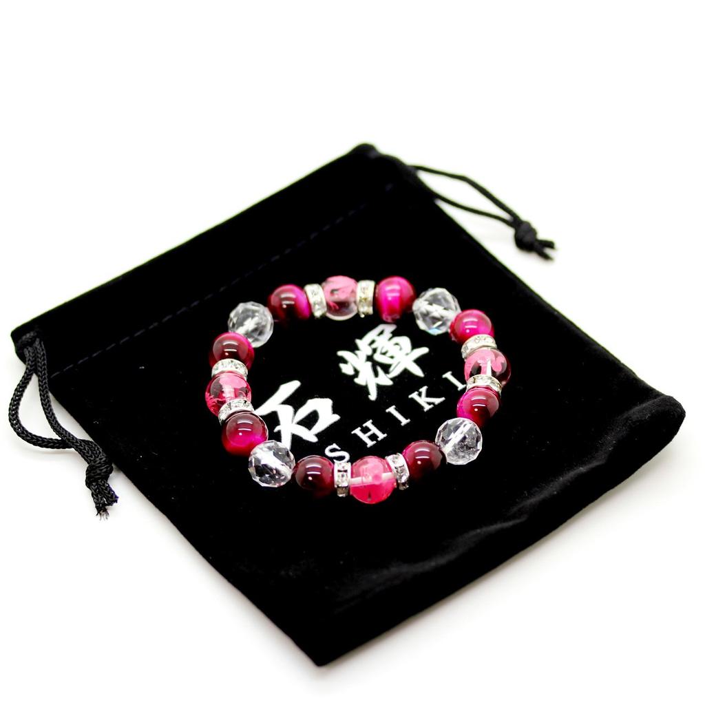 Broušený křišťál 10mm růžový čtyři božské bestie křišťál 10mm růžový tygří oko 10mm náramek s energetickým kamenem [kámen] 64 stran