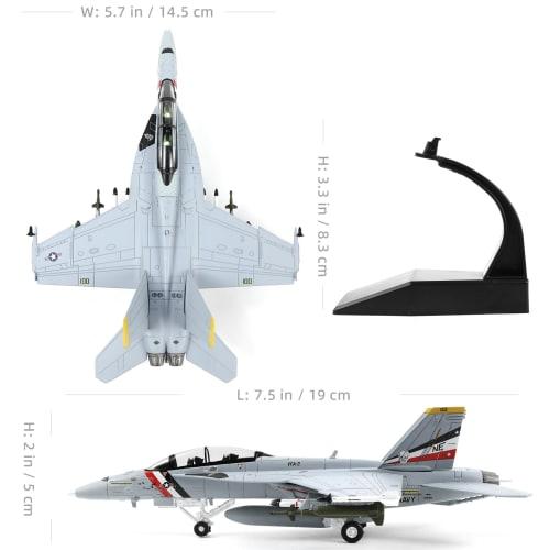 NUOTIE 1/100 Scale F/A-18F Super Hornet VFA-2 Diecast Metal Aircraft Model, F18F VFA-2 Fighter Model Kit, Military Aircraft Model with Bracket, for Co