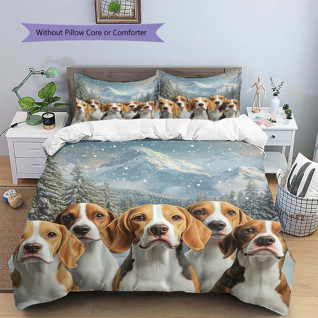 Beagle Pattern Bedding Home Decoration Birthday Gift (1 * Duvet Cover + 2 * Pillowcase, Without Core)
