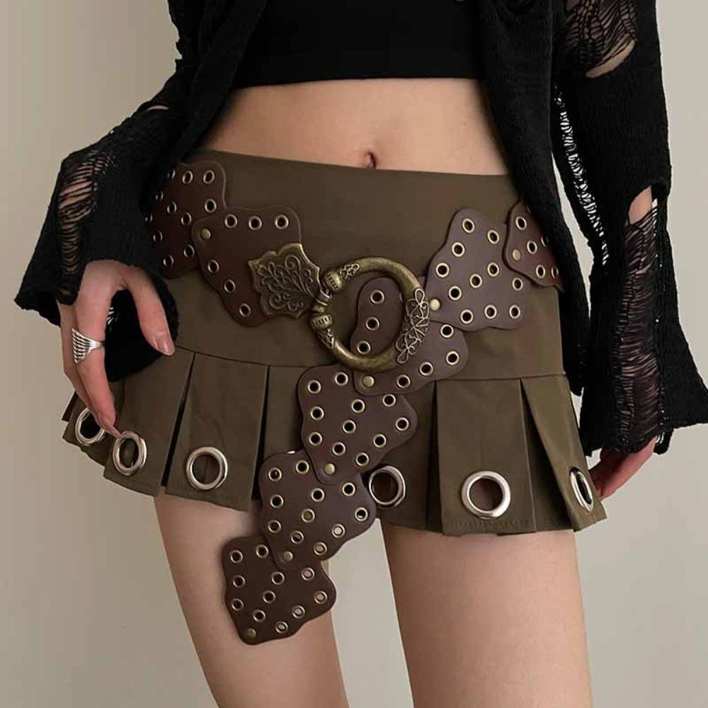 Jeans Decor Cowboy Waistband Vintage Heart PU Hollow Belt Cowgirl Buckle Belt  Dress Decoration