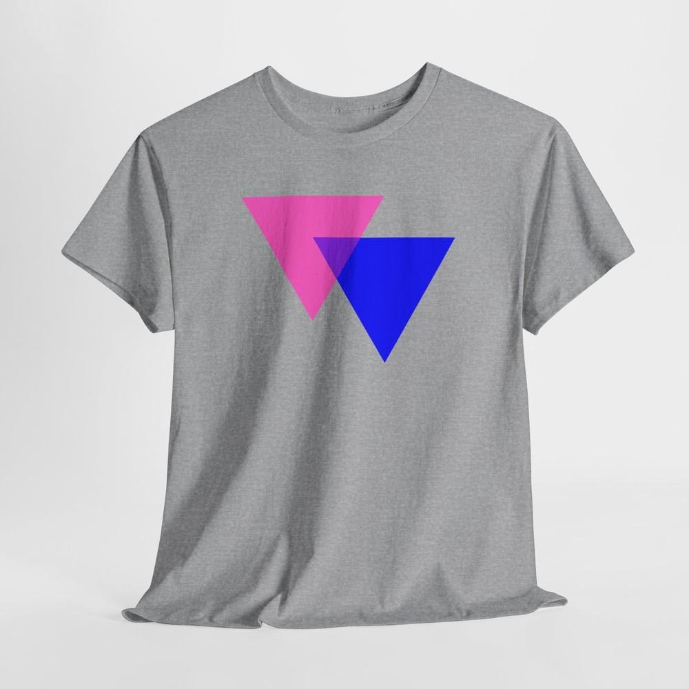 Biangles Pink and Blue Tshirt Tops Tee, LGBTQ Pride Shirt, Bisexual Triangle Symbol Apparel