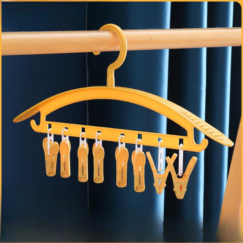

Утолщенная вешалка для одежды с прищепками 8 шт. Студенческое общежитие Ветрозащитная сушилка для нижнего белья и носков Бытовая вешалка для одежды жёлтый
