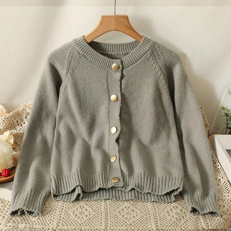 Cardigan in Maglia Autunnale Girocollo Monopetto da Donna Capispalla Invernali Manica Lunga Lento Aderente Maglioni da Donna Giacca Vintage Elegante Maglieria 25032