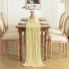 Baccessor 2 Pack Beige Cheesecloth Table Runner 35x120 Inch, 10ft Ivory Gauze Table Runner, Boho Rustic Sheer Cheese Cloths Runner for Wedding Baby
