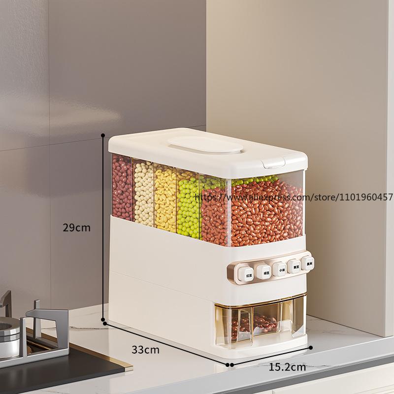 Food-Grade Grain Storage Containers Insect-Proof Moisture-Proof Airtight Boxes Home Divided Rice Bucket for Grains Cereals