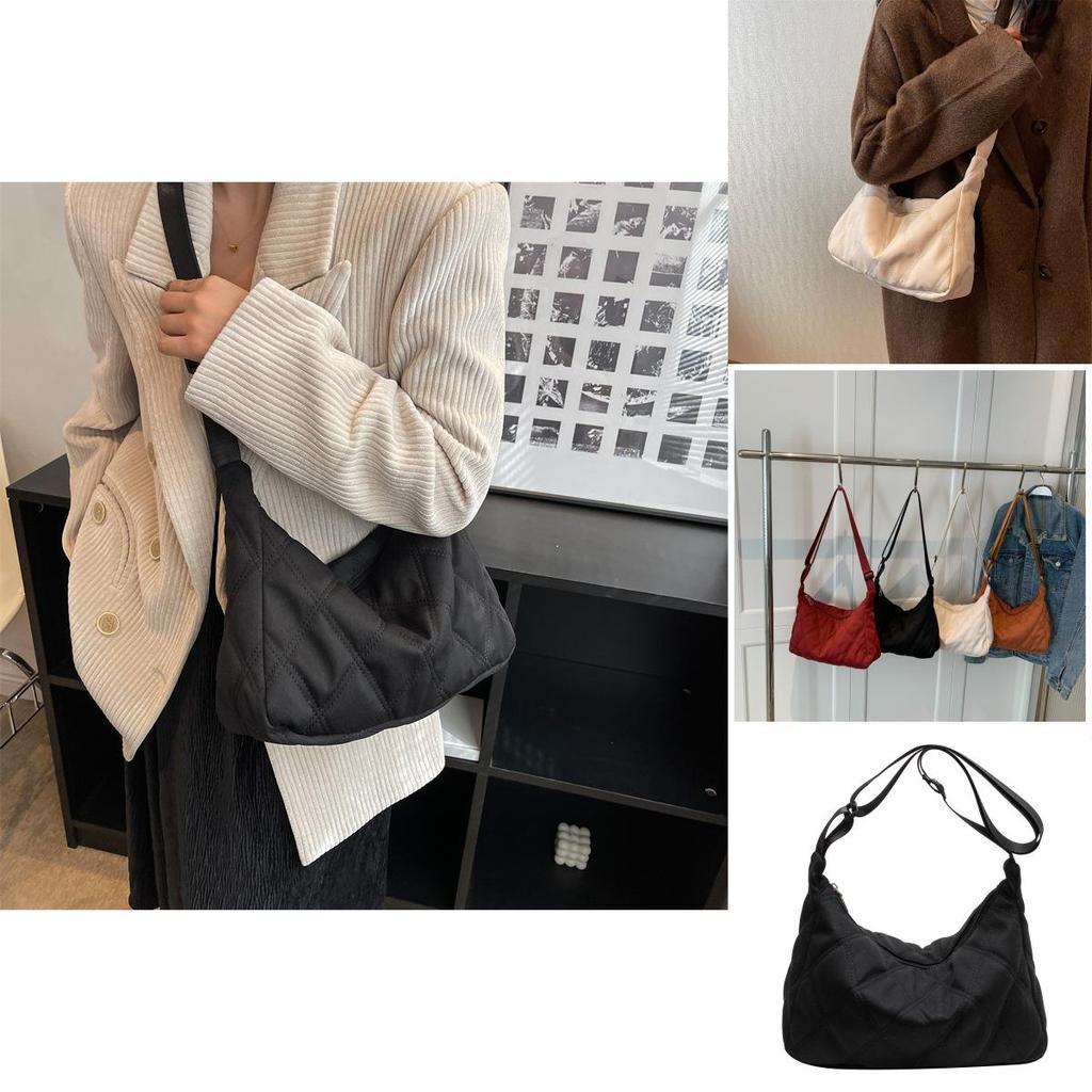 Stylish Urban Minimalist Canvas Shoulder Bag For Women Fall Winter 2023 Trendy Quilted Box Bag