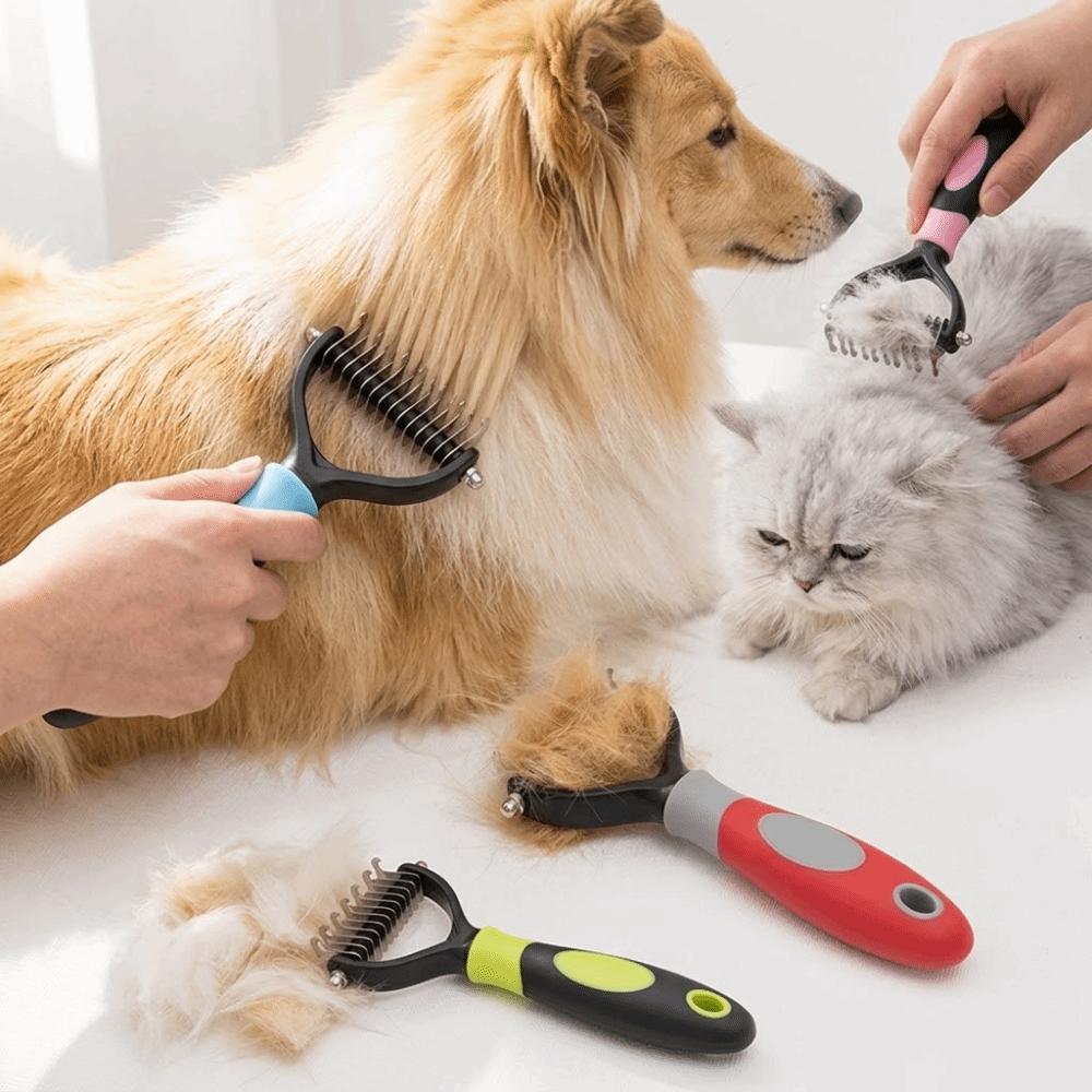 Non-slip Grip Dematting Comb Smooth Teeth Pet Grooming Comb Tangle Remover Home Pet Care синий