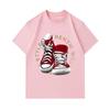 Men's 100% Cotton Crew Neck Short Sleeve T-Shirt, Retro Red Canvas Sneaker Printed Casual Comfortable Tee, Stylish Authentic Streetwear Daily Fashion