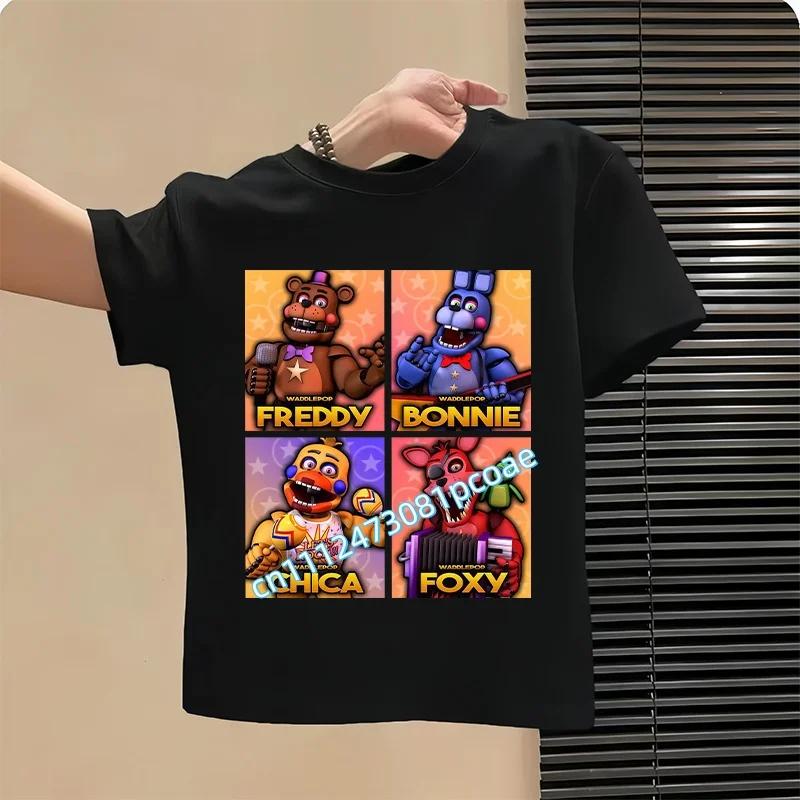Graphic T-shirt Children Casual Sports Tops Short Sleeves Kids Clothing New Five Nights At Freddys Kids Cartoon